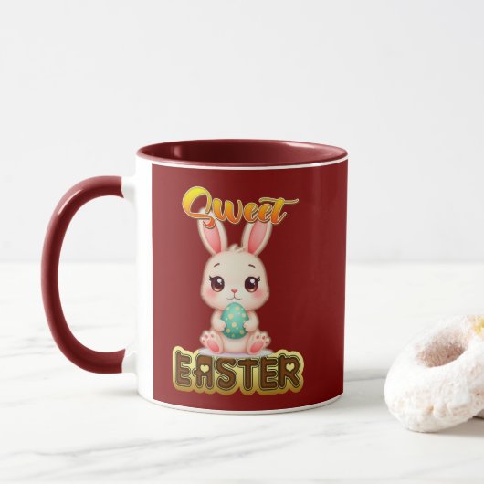 Sweet Easter Bunny – Cute Chocolate - caneca Mok (Met donut)