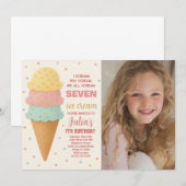 Sweet Editable Ice Cream Invitation Anniversaire (Devant / Derrière)