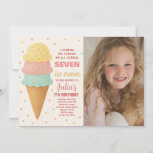 Sweet Editable Ice Cream Verjaardag Uitnodiging