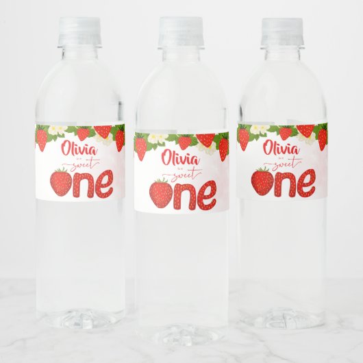 Sweet een aardbei verjaardagsfeestje gedrukt waterfles etiket (Flessen)