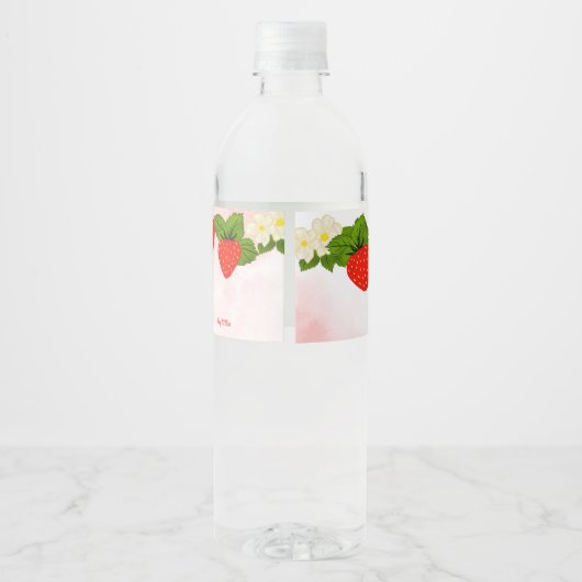 Sweet een aardbei verjaardagsfeestje gedrukt waterfles etiket (Achterkant)
