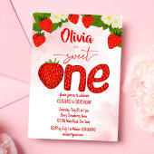 Sweet een aardbei verjaardagsfeestje sjabloon kaart
