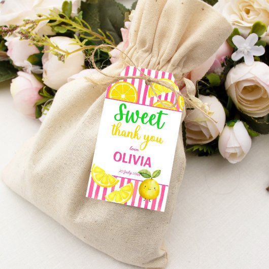 Sweet een roze limonade verjaardagsfeestje cadeaulabel
