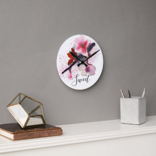 "SWEET" Elegant Chic roze Cherry Blossom Ronde Klok