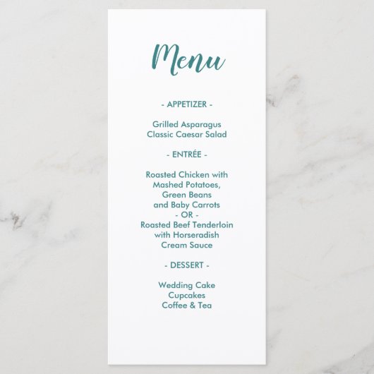 Sweet Elegant Meant to be Cute Wedding Dinner Menu (Voorkant)