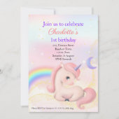 Sweet Elegant Rose Aquarelle Unicorn Invitation (Devant)