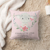 Sweet Elephant Baby Coussin statistiques de naissa (Couverture)