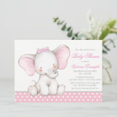 Sweet Elephant Baby Girl Douche Invitations (Debout devant)