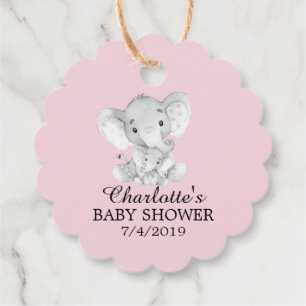 Sweet Elephant Girls Baby shower Favor Gift Label