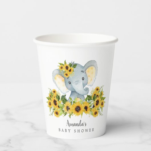 Sweet Elephant Neutral Baby shower Papieren Bekers (Achterkant)