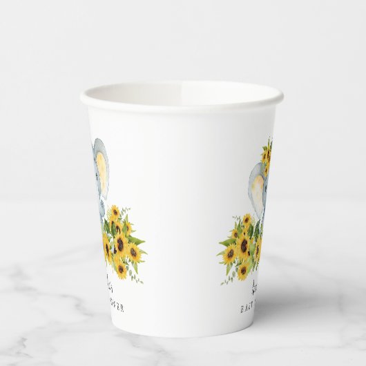 Sweet Elephant Neutral Baby shower Papieren Bekers (Links)