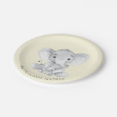 Sweet Elephant Neutrals Baby shower 7" Bord (Gekanteld)