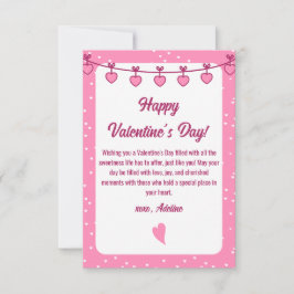 Sweet Embrace: roze, witte romantische Valentijnsd Notitiekaartje