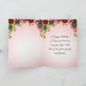Sweet en Roze Elegant Floral Roos Beste verjaardag Kaart (Binnen)