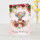 Sweet en Roze Elegant Floral Roos Beste verjaardag Kaart (Gele Bloem)