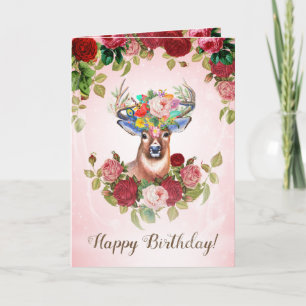 Sweet en Roze Elegant Floral Roos Beste verjaardag Kaart