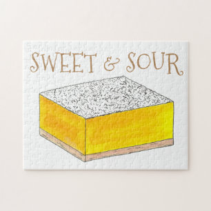 Sweet en zure gele lemon Bar, vierkant gebak Legpuzzel