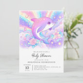 Sweet Enchanted Dolphin Baby shower Kaart (Staand voorkant)