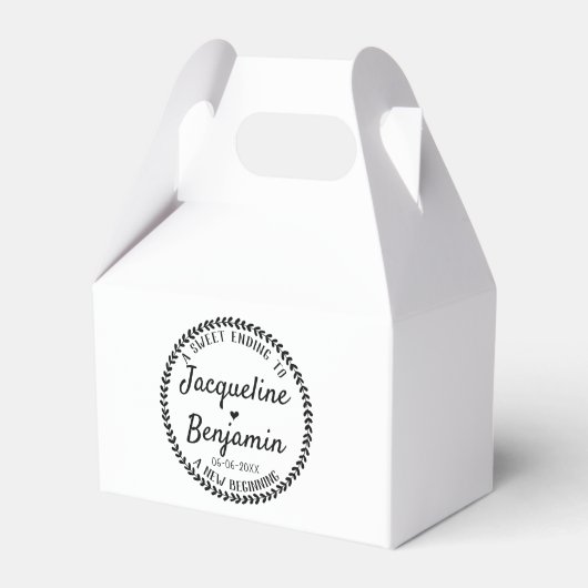 Sweet Ending Nieuw Begin Rustieke Krans Bruiloft Bedankdoosjes (Voorkant Zijde)