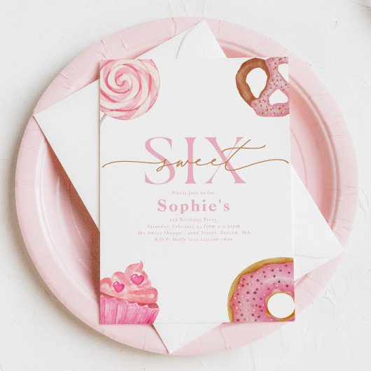 Sweet et Six Anniversaire Invitation