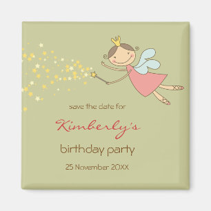 Sweet Fairy and Stars Girl's Birthday Party Magnet Magneet