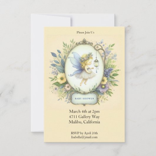 Sweet Fairy Baby shower Kaart (Voorkant)