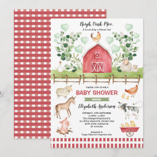 Sweet Farm Animals Barnyard Baby shower Kaart