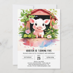 Sweet Farmyard Blooms Boho Pig Meisje Verjaardag Kaart