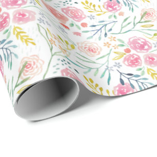 Sweet Feminine Waterverf Floral Cadeaupapier