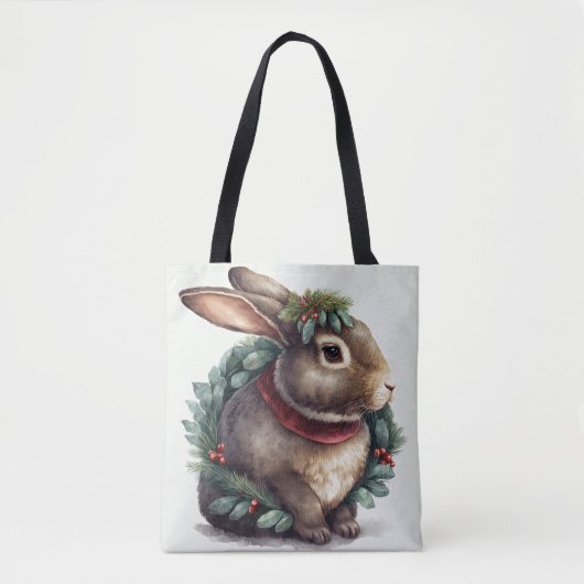 Sweet Festive Bunny Rabbit Canvas tas (Voorkant)