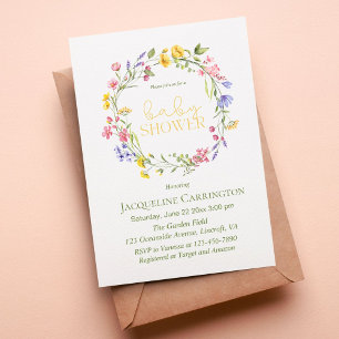 Sweet Fleur sauvage Baby Girl Douche Invitation
