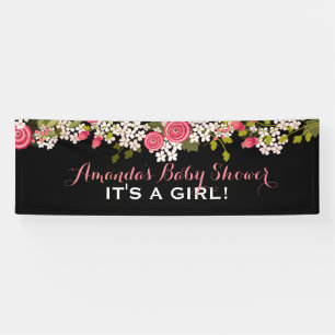 Sweet Floral Baby shower Het is een Girl Banner