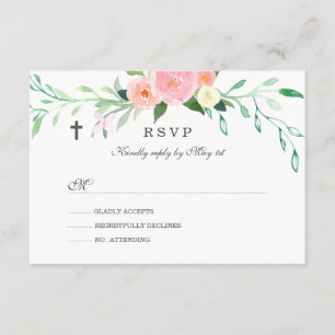 Sweet Floral Baptism RSVP Kaartje