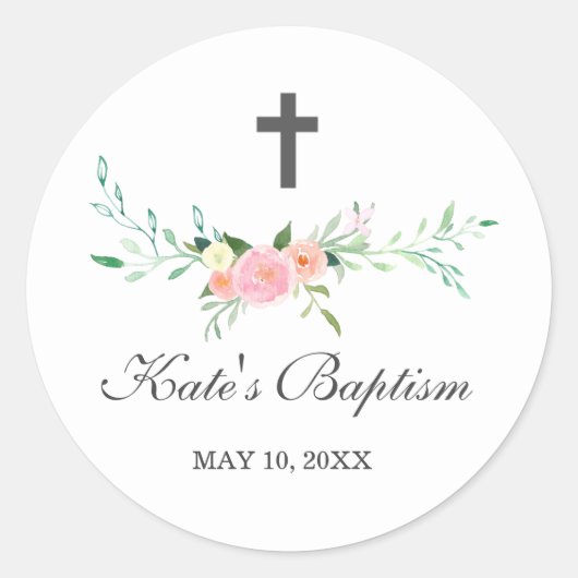 Sweet Floral Baptism Sticker (Voorkant)