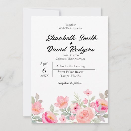 Sweet Floral bruiloft uitnodiging (Voorkant)