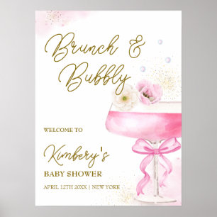 Sweet Floral Champagne Brunch Baby shower Welkom Poster