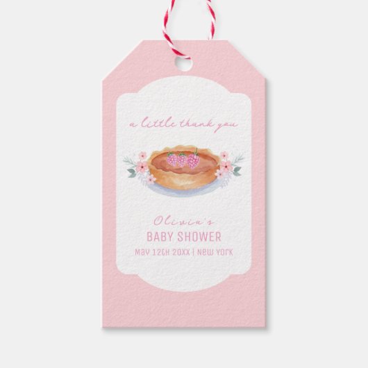 Sweet Floral Cutie Pie Raspberry Baby shower Cadeaulabel (Voorkant)