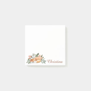 Sweet Floral Fox Cute & Girly Post-it® Notes