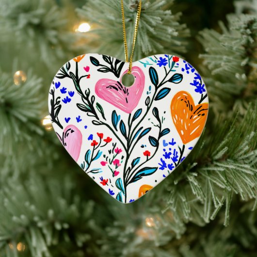 Sweet Floral Heart Keramisch Ornament (Boom)