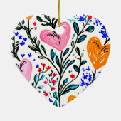 Sweet Floral Heart Keramisch Ornament (Achterkant)