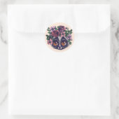 Sweet Floral Lemur Ronde Sticker (Tas)