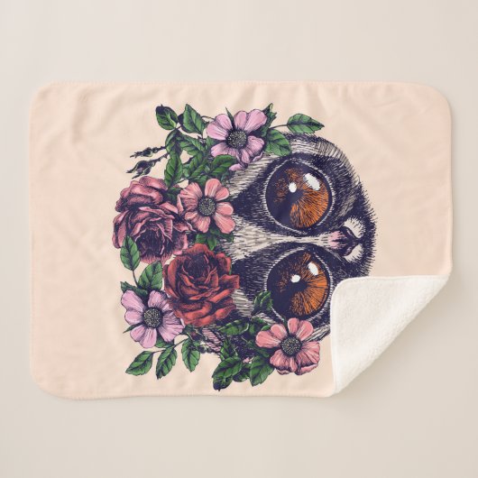 Sweet Floral Lemur Sherpa Deken (Voorkant (horizontaal))