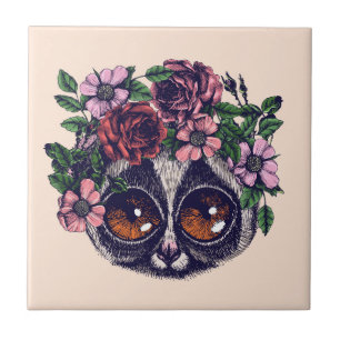 Sweet Floral Lemur Tegeltje