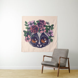 Sweet Floral Lemur Wandkleed