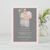 Sweet Floral Mason Jar Baby shower rose Invitation (Debout devant)