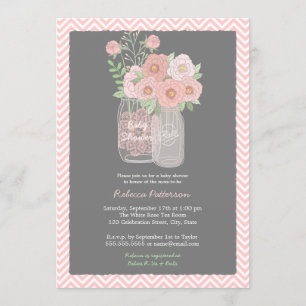 Sweet Floral Mason Jar Baby shower rose Invitation
