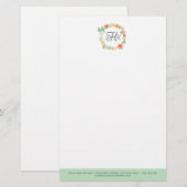 Sweet Floral Monogram Stationery Briefpapier (Voorkant / Achterkant)
