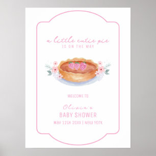 Sweet Floral Pie Raspberry Baby shower Welkom Poster