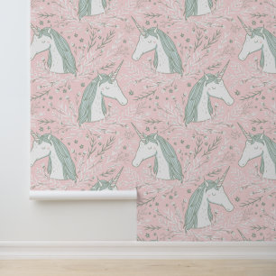 Sweet Floral Unicorn Pattern Behang