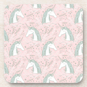 Sweet Floral Unicorn Pattern Bier Onderzetter